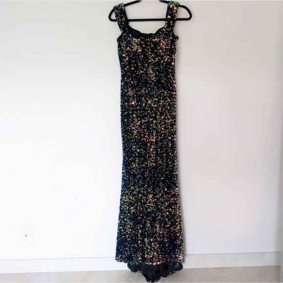 JOVANI New Black Sequined Formal Evening Dress Gown Size 4 - Picture 10 of 14